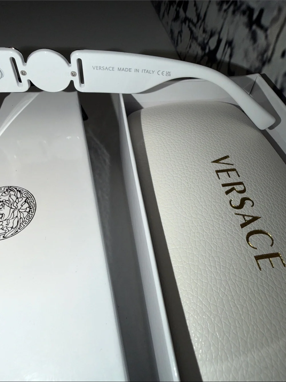 Versace White Cat-Eye Sunglasses with Gold Medusa Detail